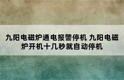 九阳电磁炉通电报警停机 九阳电磁炉开机十几秒就自动停机